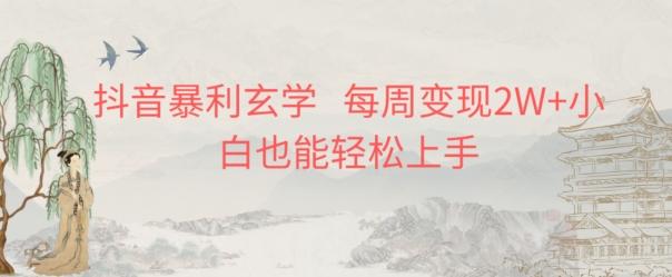 抖音暴利玄学，每周变现2W+小白也能轻松上手-铜臭网