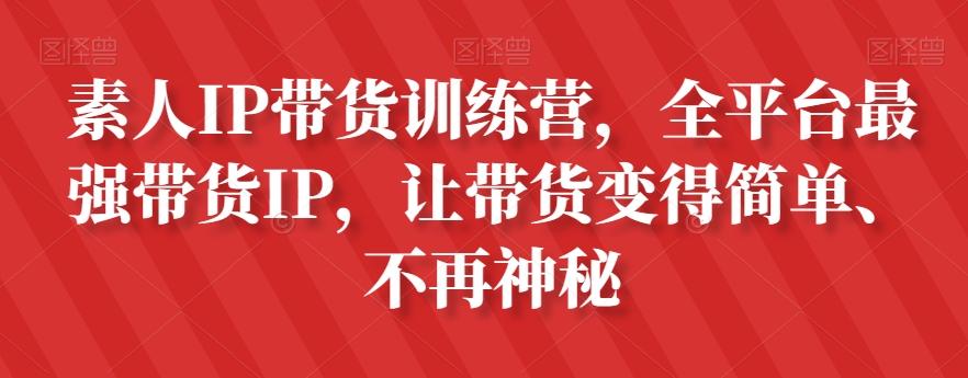 素人IP带货训练营，全平台最强带货IP，让带货变得简单、不再神秘-铜臭网