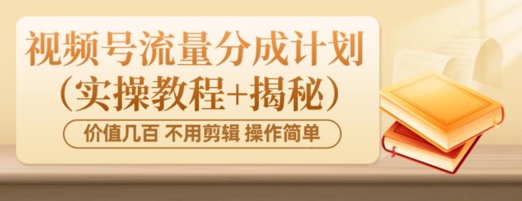 价值几百上千不用剪辑简单操作视频号流量分成计划（实操教程+揭秘）-铜臭网