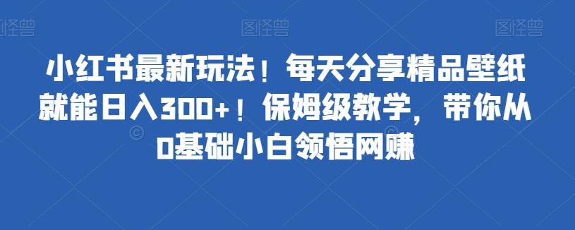 小红书最新玩法！每天分享精品壁纸就能日入300+！保姆级教学，带你从0基础小白领悟网赚-铜臭网