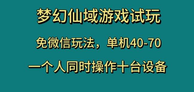 梦幻仙域游戏试玩，免微信玩法，单机40-70，一个人同时操作十台设备【揭秘】-铜臭网