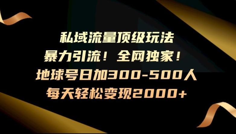 暴力引流，全网独家，地球号日加300-500人，私域流量顶级玩法，每天轻松变现2000+-铜臭网
