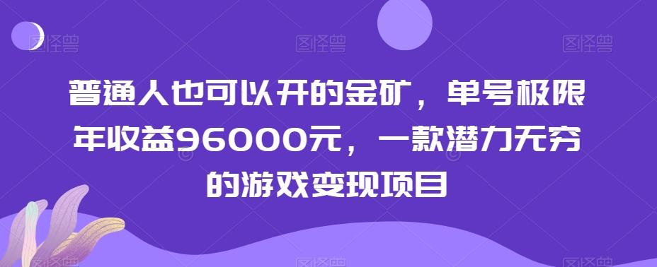 普通人也可以开的金矿，单号极限年收益96000元，一款潜力无穷的游戏变现项目【揭秘】-铜臭网