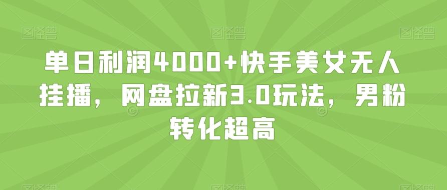 单日利润4000+快手美女无人挂播，网盘拉新3.0玩法，男粉转化超高【揭秘】-铜臭网