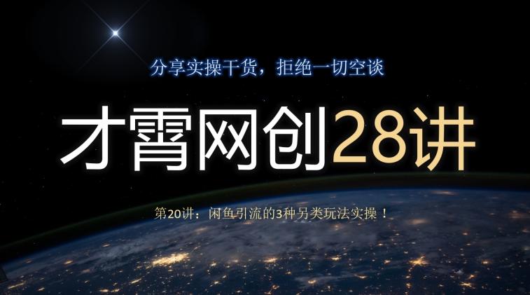 才霄网创28讲第20讲：闲鱼引流的3种另类玩法实操！-铜臭网