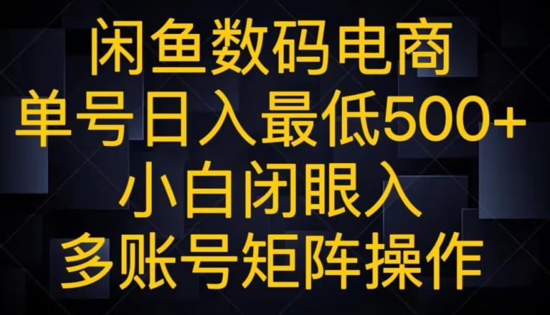 闲鱼数码电商，单号日入最低500+，小白闭眼入，多账号矩阵操作-铜臭网