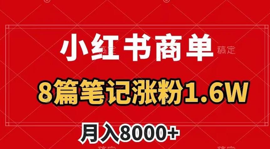 小红书商单最新玩法，8篇笔记涨粉1.6w，作品制作简单，月入8000+【揭秘】-铜臭网