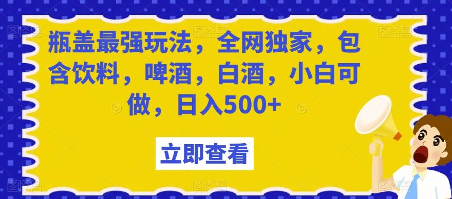 瓶盖最强玩法，全网独家，包含饮料，啤酒，白酒，小白可做，日入500+【揭秘】-铜臭网