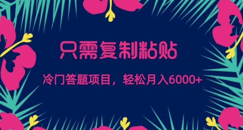只需复制粘贴，冷门答题项目，轻松月入6000-铜臭网