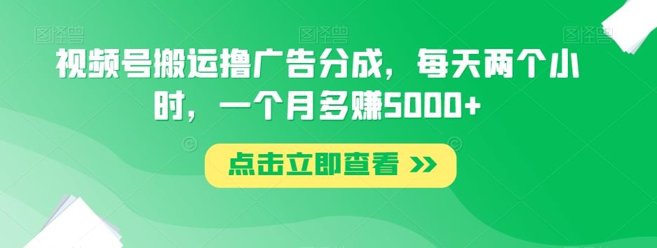 视频号搬运撸广告分成,每天两个小时,一个月多赚5000+-铜臭网