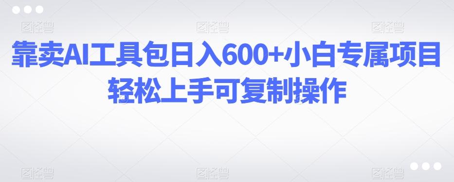 靠卖AI工具包日入600+小白专属项目轻松上手可复制操作-铜臭网