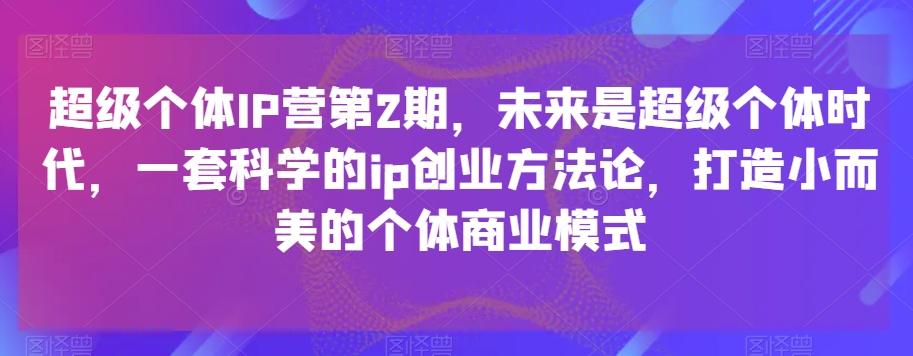 超级个体IP营第2期，未来是超级个体时代，一套科学的ip创业方法论，打造小而美的个体商业模式-铜臭网
