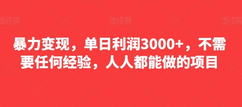 暴力变现，单日利润3000+，不需要任何经验，人人都能做的项目-铜臭网