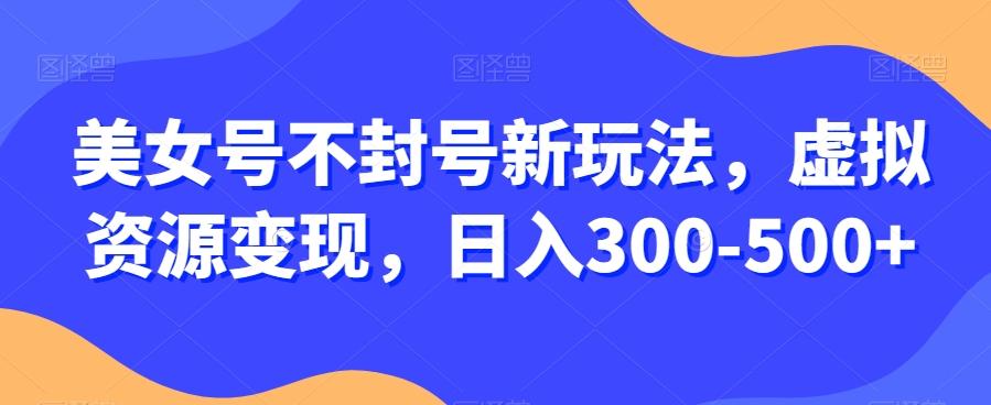 美女号不封号新玩法，虚拟资源变现，日入300-500+-铜臭网