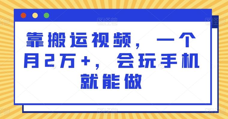 靠搬运视频,一个月2万+,会玩手机就能做-铜臭网