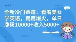 全新冷门赛道：看着美女学英语，篇篇爆火，单日涨粉10000+收入5000+-铜臭网