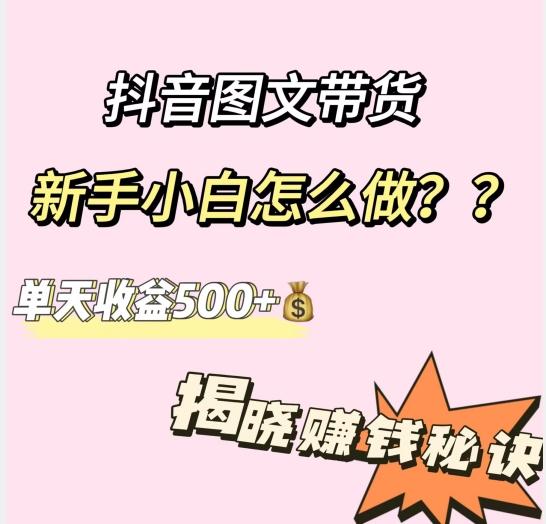 抖音图文带货，新手小白怎么做？单天收益500+【揭秘赚钱秘诀】-铜臭网