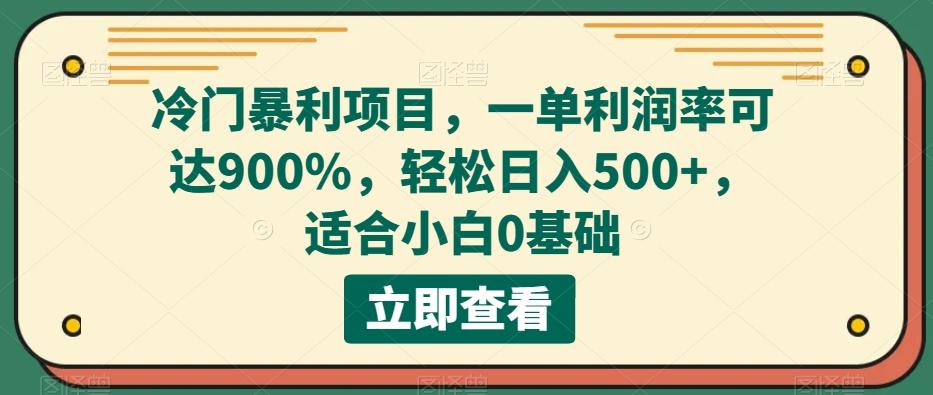 冷门暴利项目，一单利润率可达900%，轻松日入500+，适合小白0基础-铜臭网