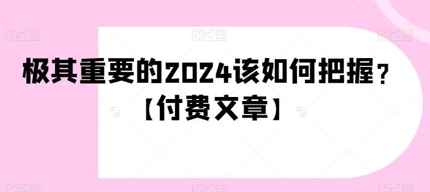 极其重要的2024该如何把握？【付费文章】-铜臭网