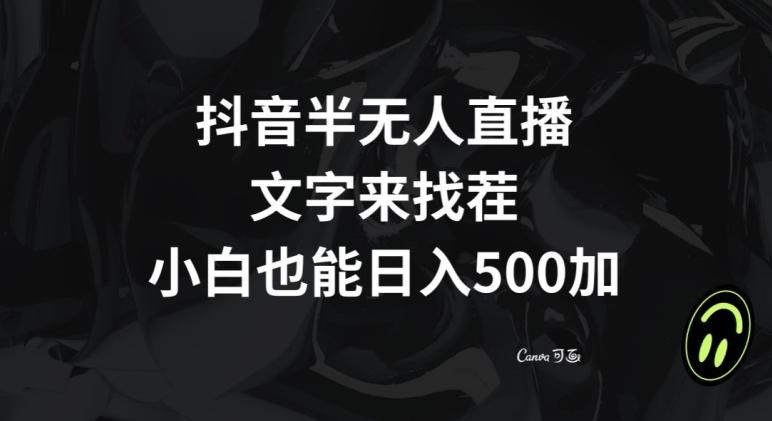 抖音半无人直播，文字来找茬小游戏，每天收益500+【揭秘】-铜臭网