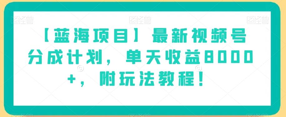 【蓝海项目】最新视频号分成计划，单天收益8000+，附玩法教程！-铜臭网