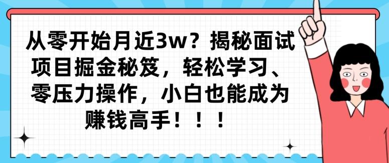 从零开始月近3w？揭秘面试项目掘金秘笈，轻松学习、零压力操作，小白也能成为赚钱高手-铜臭网
