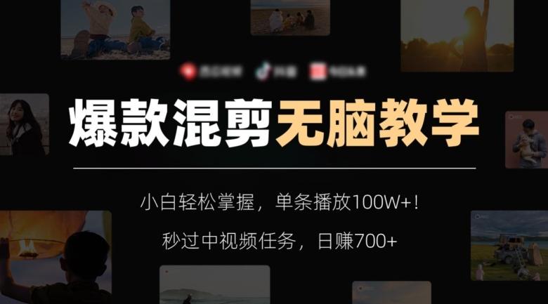 爆款混剪无脑教学,小白轻松掌握,单条播放100W+!秒过中视频任务,日赚700+【揭秘】-铜臭网