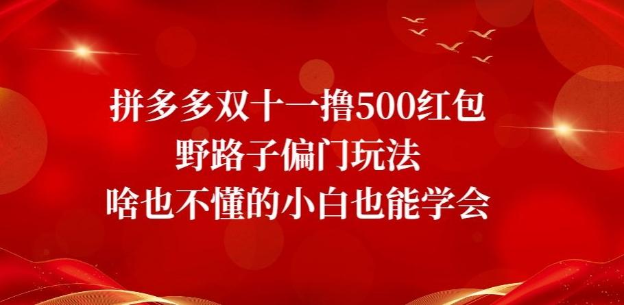 拼多多双十一撸500红包野路子偏门玩法，啥也不懂的小白也能学会【揭秘】-铜臭网
