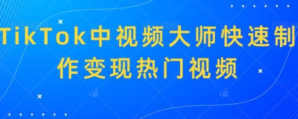 TikTok中视频大师快速制作变现热门视频-铜臭网
