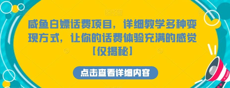 咸鱼白嫖话费项目，详细教学多种变现方式，让你的话费体验充满的感觉【仅揭秘】-铜臭网