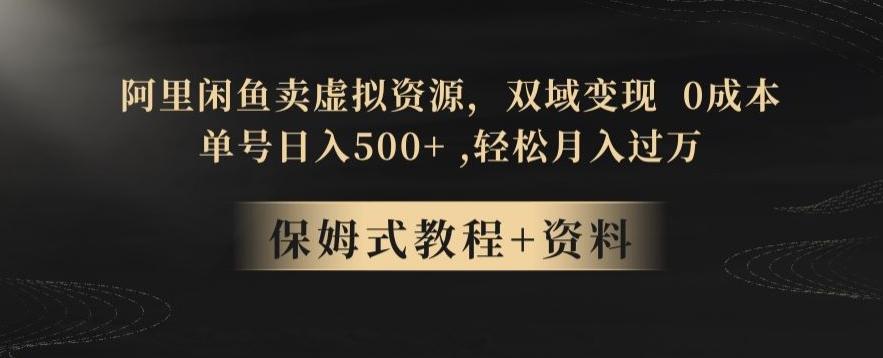 阿里闲鱼卖虚拟资源，双域变现，0成本，日入500+，轻松月入过万-铜臭网