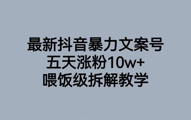 最新抖音暴力文案号，五天涨粉10w+，喂饭级拆解教学-铜臭网