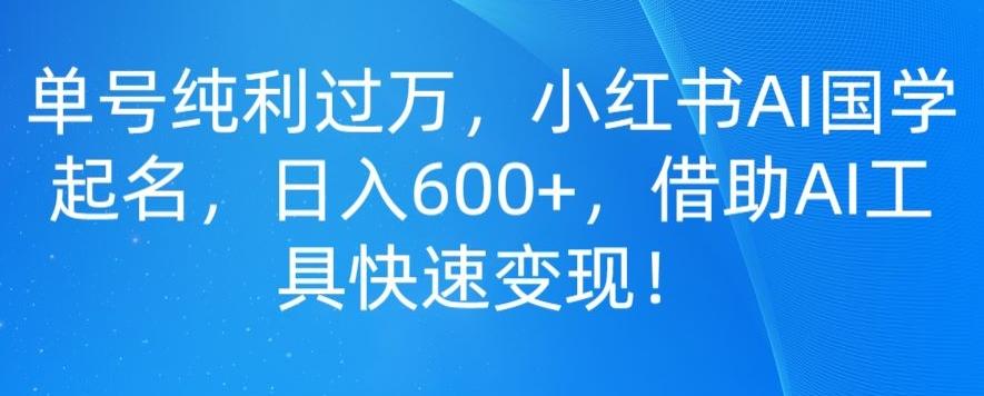 单号纯利过万，小红书AI国学起名，日入600+，借助AI工具快速变现-铜臭网