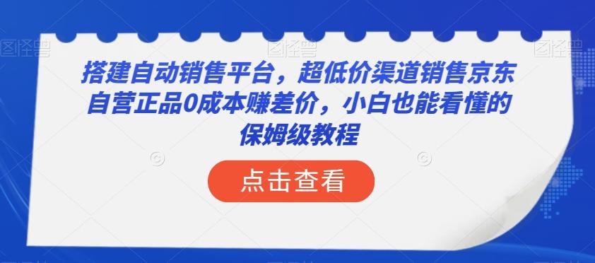 搭建自动销售平台，超低价渠道销售京东自营正品0成本赚差价，小白也能看懂的保姆级教程【揭秘】-铜臭网