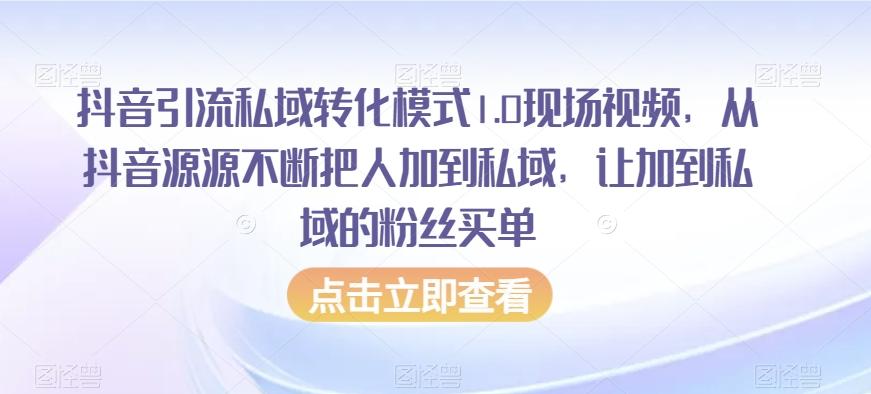 抖音引流私域转化模式1.0现场视频,从抖音源源不断把人加到私域,让加到私域的粉丝买单-铜臭网