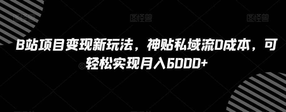 B站项目变现新玩法，神贴私域流0成本，可轻松实现月入6000+【揭秘】-铜臭网