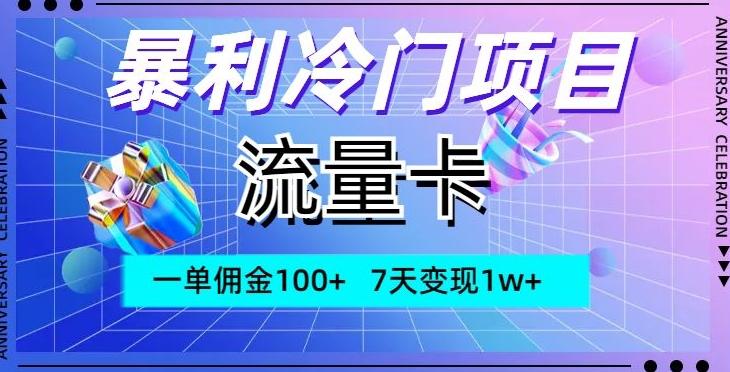 暴利冷门项目，流量卡，一单佣金100+，7天变现1w+-铜臭网