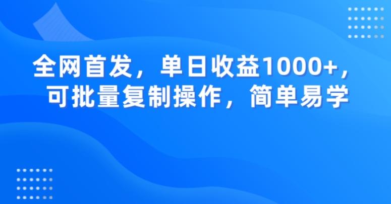 全网首发，单日收益1000+，可批量复制操作，简单易学【揭秘】-铜臭网