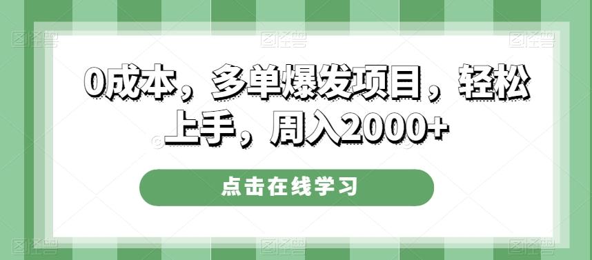 0成本，多单爆发项目，轻松上手，周入2000+-铜臭网