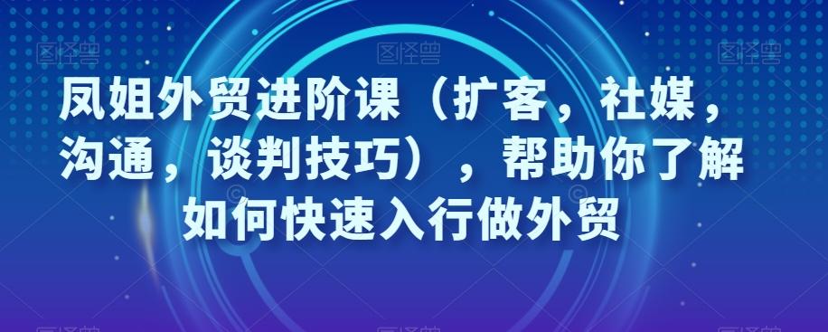 凤姐外贸进阶课（扩客，社媒，沟通，谈判技巧），帮助你了解如何快速入行做外贸-铜臭网