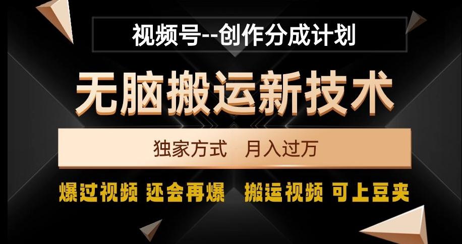 视频号无脑搬运新技术，破原创壕流量，独家方式，爆过视频，还会再爆【揭秘】-铜臭网