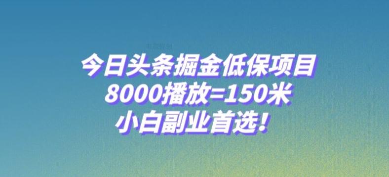 今日头条掘金低保项目,8000播放=150米,小白副业首选【揭秘】