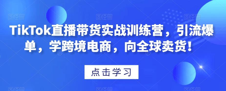 TikTok直播带货实战训练营，引流爆单，学跨境电商，向全球卖货！-铜臭网