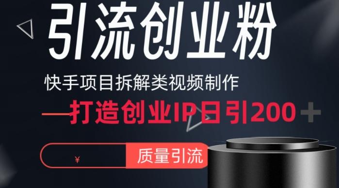 快手项目拆解类视频详细制作流程打造个人IP，单日引流200+高质量创业粉【揭秘】-铜臭网