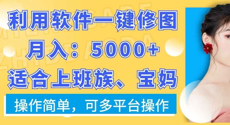 利用软件一键修图月入5000+，适合上班族、宝妈，操作简单，可多平台操作【揭秘】-铜臭网