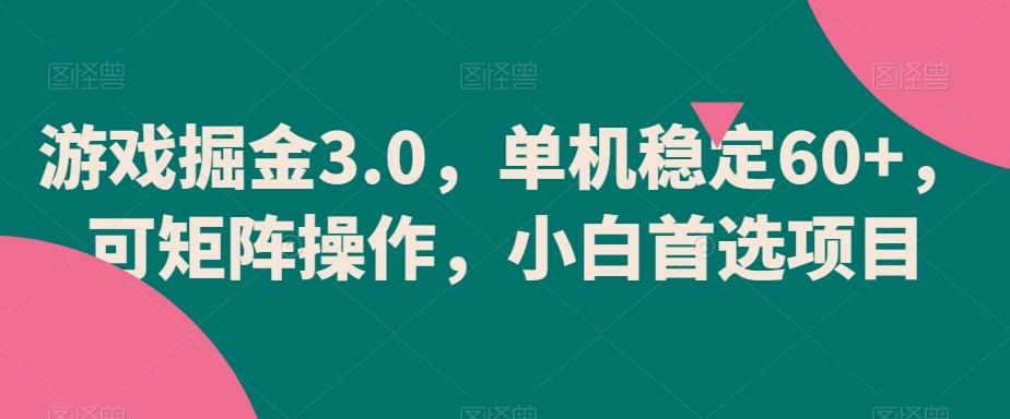 游戏掘金3.0，单机稳定60+，可矩阵操作，小白首选项目【揭秘】-铜臭网