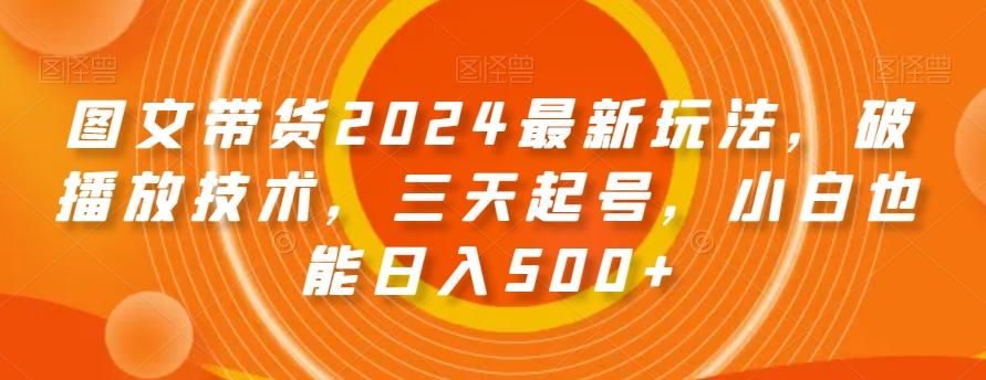 图文带货2024最新玩法，破播放技术，三天起号，小白也能日入500+【揭秘】-铜臭网