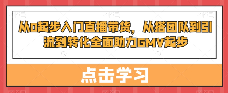 从0起步入门直播带货，​从搭团队到引流到转化全面助力GMV起步-铜臭网