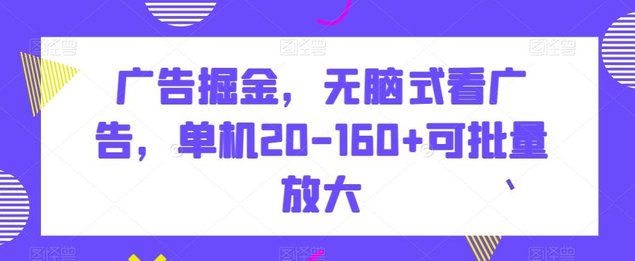 广告掘金，无脑式看广告，单机20-160+可批量放大【揭秘】-铜臭网