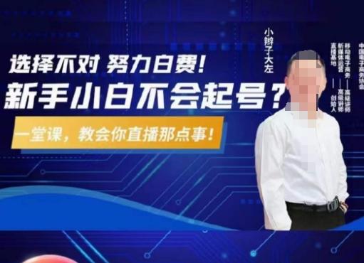 大左教您从0到1做直播带货，选择不对，努力白费，5小时课程搞定那点事，解决你起号问题-铜臭网